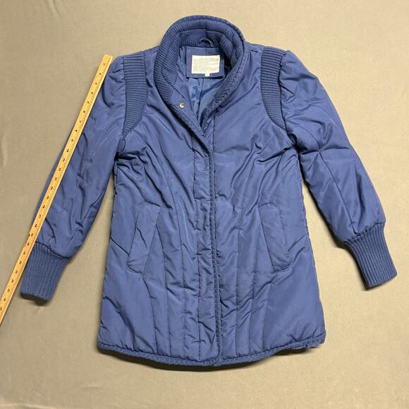 Vintage Quilted Snap Button Jacket‎ Size 10 Blue Women's Winter Coat - Picture 7 of 9